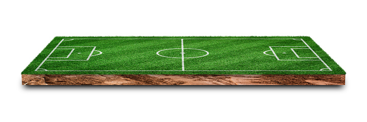 Soccer or football field isolated on white background.