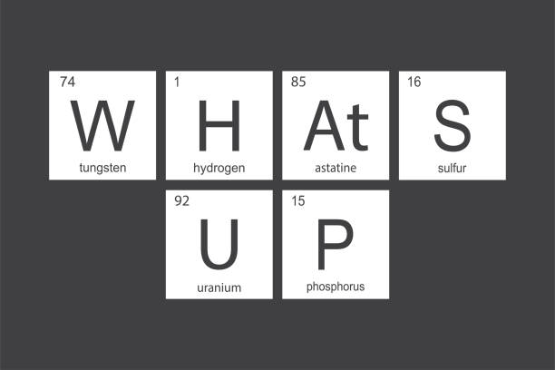 istock Chemical elements of the periodic table. Funny chemistry, phrase - Whats up. Monochromatic design for web, print or art. 1347685584