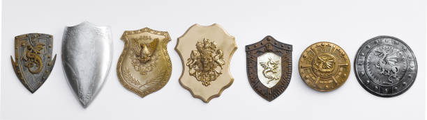 istock collection of medieval shields Isolated on white background 1347687574