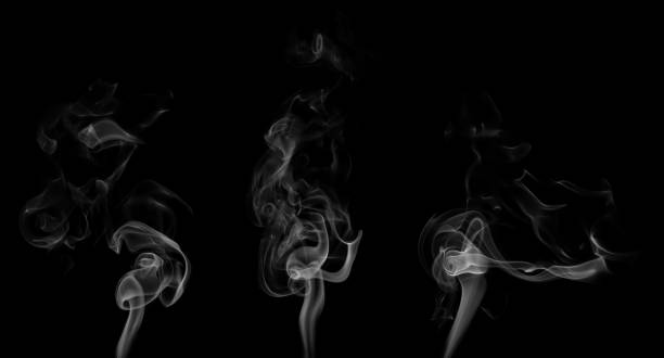 swirling movement of white smoke group - burning incense imagens e fotografias de stock