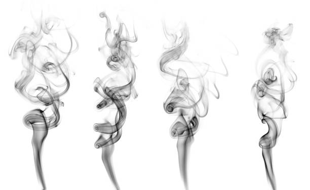 swirling movement of the black smoke group collection swirling movement of the black smoke group, abstract line Isolated on white background cigarette fire stock pictures, royalty-free photos & images