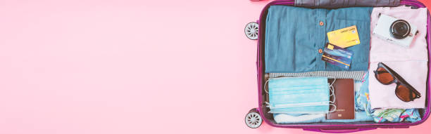 istock Preparing for travel in new normal. web banner size. 1347694184