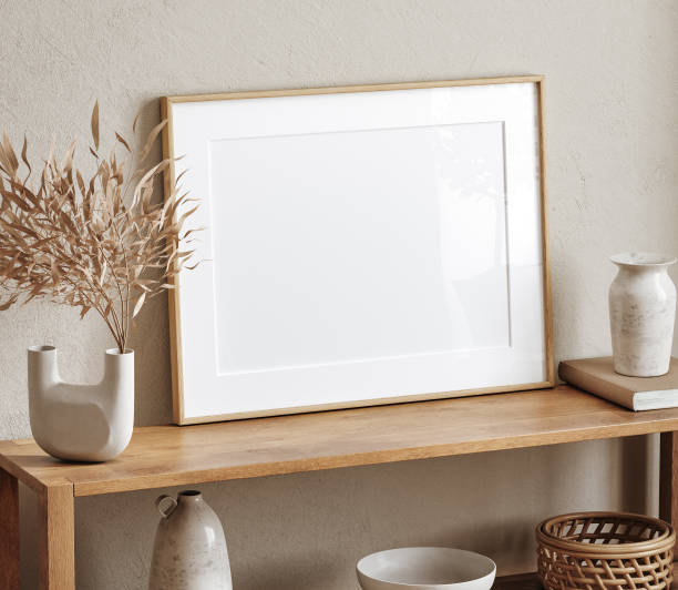 istock Mockup frame close up in living room interior background 1347695774