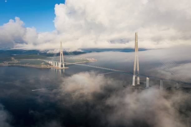 istock View from the drone to the Russian bridge 1347700522