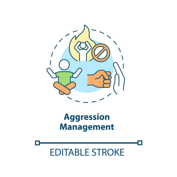 ilustrações de stock, clip art, desenhos animados e ícones de aggression management concept icon - violence mental illness organized crime crime