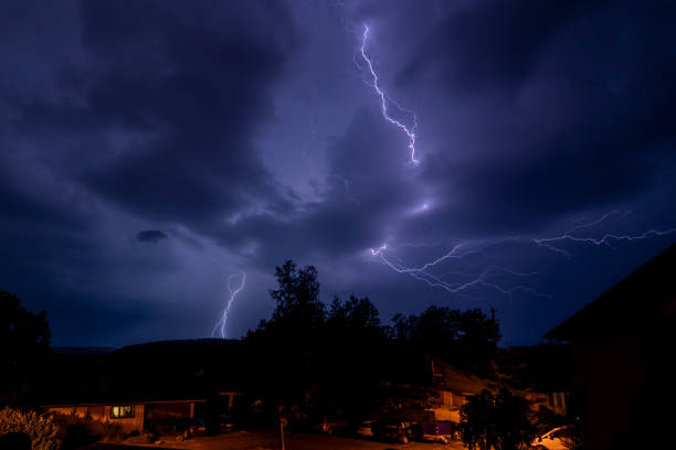 Lightning and the Thunder A storm over Germany gewitter stock pictures, royalty-free photos & images