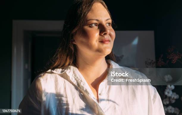 Portrait Of A Proud Plus Size Pastry Chef Looking Away Stock Photo - Download Image Now