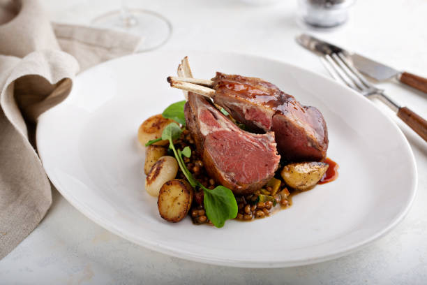 istock Roasted rack of lamb 1347703867