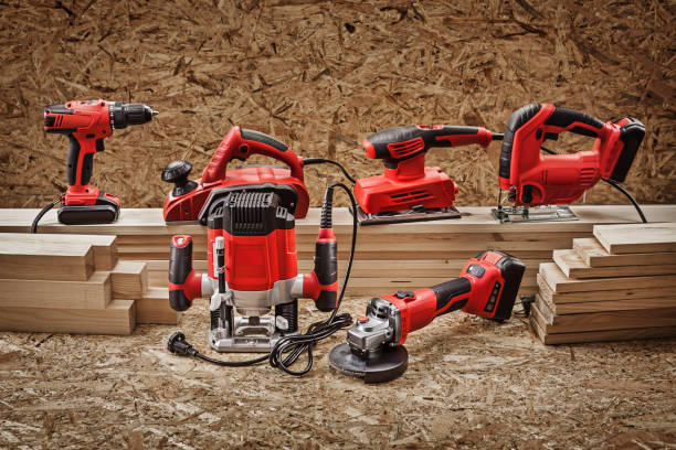 istock Electrric Hand Tools Set On Background Of Plywood. 1347703893