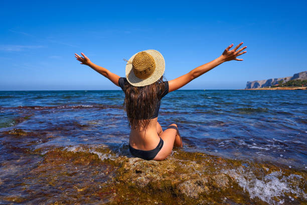 istock Bikini girl in summer Mediterranean beach 1347704838