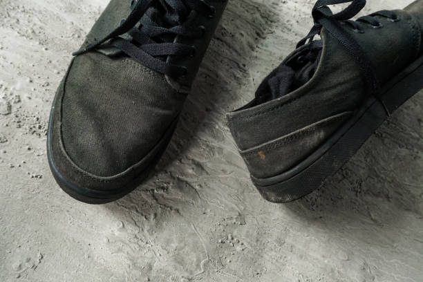 istock Black casual shoes on the floor 1347704871