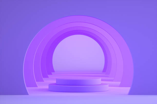 istock Podium, product display pedestal, platform with tunnel, corridor 1347709457