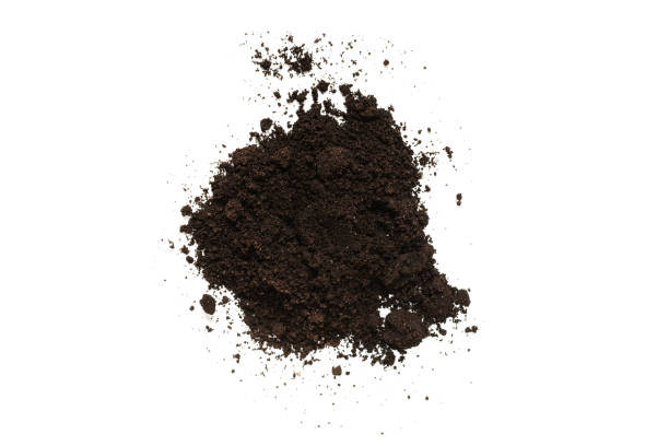 istock Black land for plant isolated on white background. 1347712472