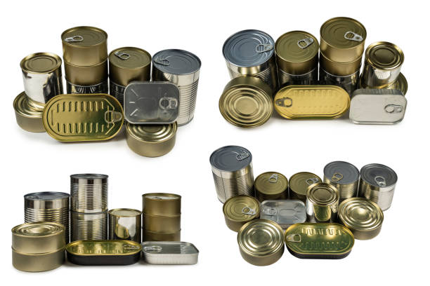 istock Mix of cans isolated on white background. 1347712737
