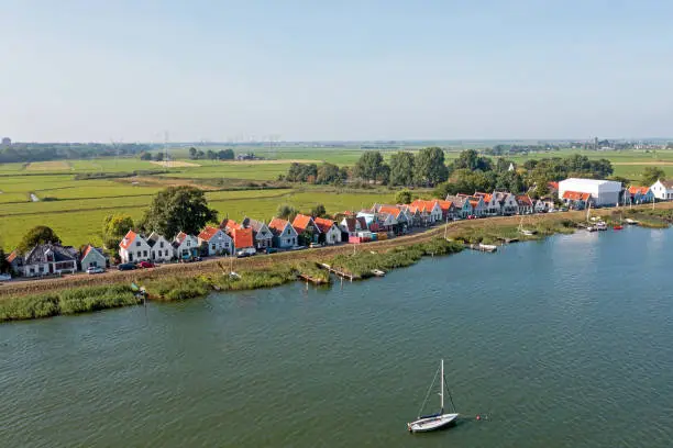 Photo of Aerial from the historical village Durgerdam at the IJsselmeer in the Netherlands