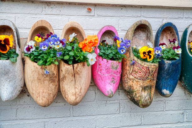 istock Colorful Dutch Clogs with blooming flowers 1347717980