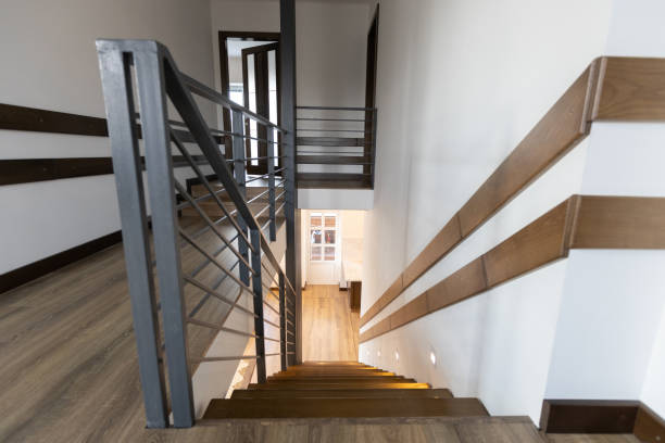 istock Modern metal stairway in scandinavian interior 1347717995