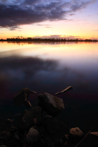 istock Colorful sunset by the Odra River, Poland. 1347721150