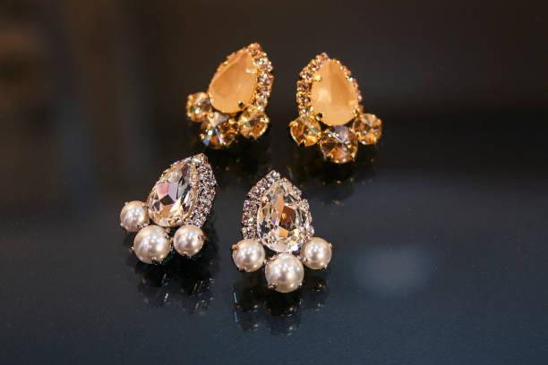 istock Set of earrings with colored gemstones 1347727246