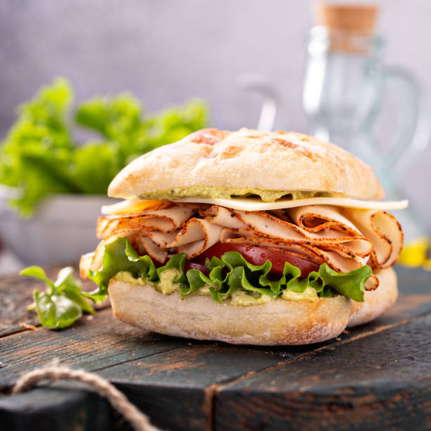 istock Fresh and healthy pesto turkey sandwich 1347729123