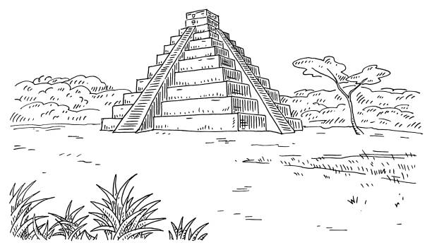 Ilustración de Pirámide Maya Y Selva Grabado Vintage Ilustración En Negro y  más Vectores Libres de Derechos de Color negro - iStock