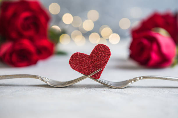 istock Forks and a heart. Holiday menu for Valentines Day. 1347735012