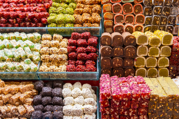 istock Traditional Turkish delight sweets on Grand Bazaar. Istanbul 1347735361
