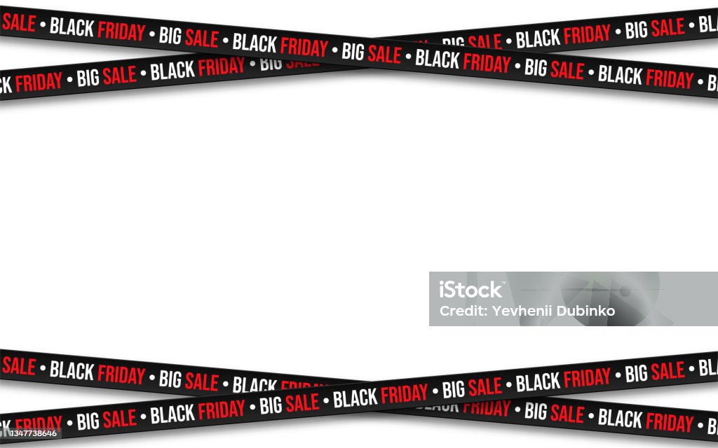 Black Friday background. Crossed ribbons and stripes with text on white background. Black friday promotional banner with space for text - 免版稅黑色星期五 - 購物活動圖庫向量圖形