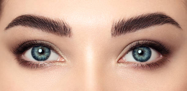 istock Female eye with long false eyelashes 1347738940