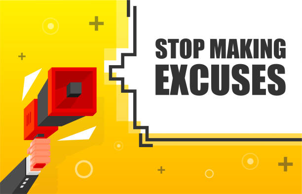 ilustrações de stock, clip art, desenhos animados e ícones de stop making excuses banner template. marketing flyer with megaphone. isometric and pixel style. template for retail promotion and announcement. vector illustration. - success failure dreams road sign