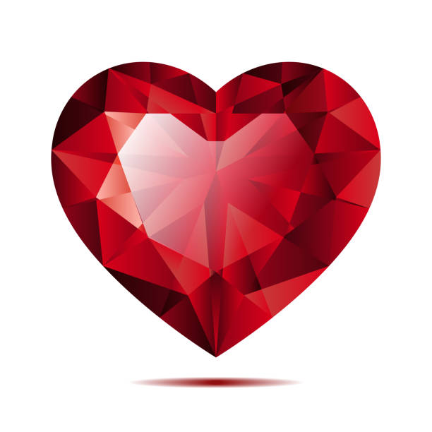 ilustrações, clipart, desenhos animados e ícones de forma de coração de cristal de rubi vermelho brilhante isolado no fundo branco. - jewelry white background diamond gift