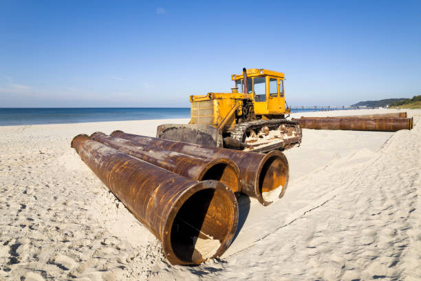 istock Construction of a pipeline on the beach on the Baltic Sea 1347740195