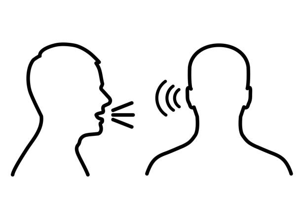 listen and speak icon, voice or sound symbol vector art illustration