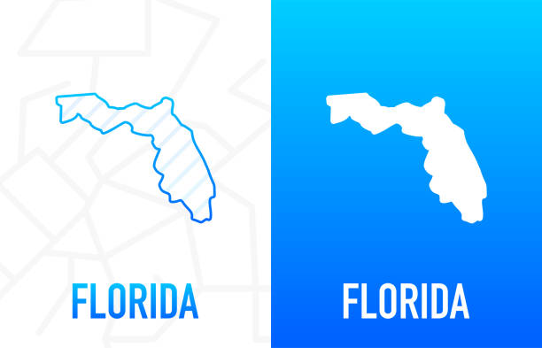 플로리다 - 미국 주. 두 면 배경에 흰색과 파란색 색상의 등고선. 미국의 지도. 벡터 그림입니다. - 2548 stock illustrations