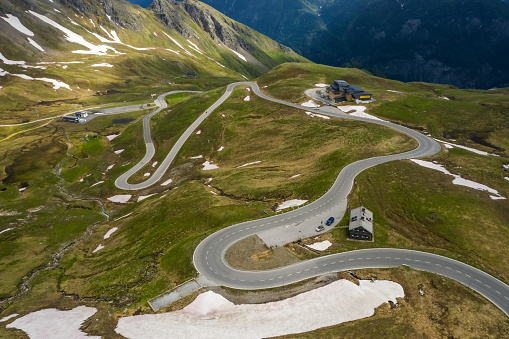 Serpentine road over mountain pass - Grossglockner, Austria.
