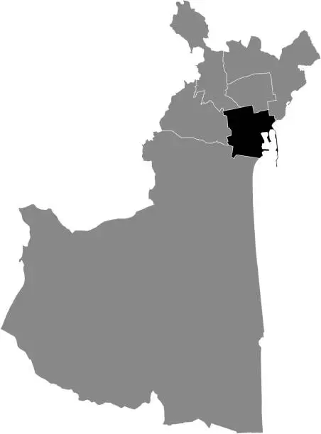 Vector illustration of Location map of the Centro storico district of Catania, Italy