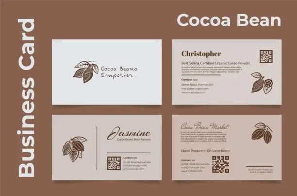Vector illustration of Business card cocoa bean importer set vector illustration modern identity corporate branding