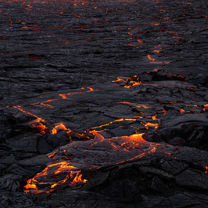 Lava flow at Fagradalsfjall volcano in Iceland