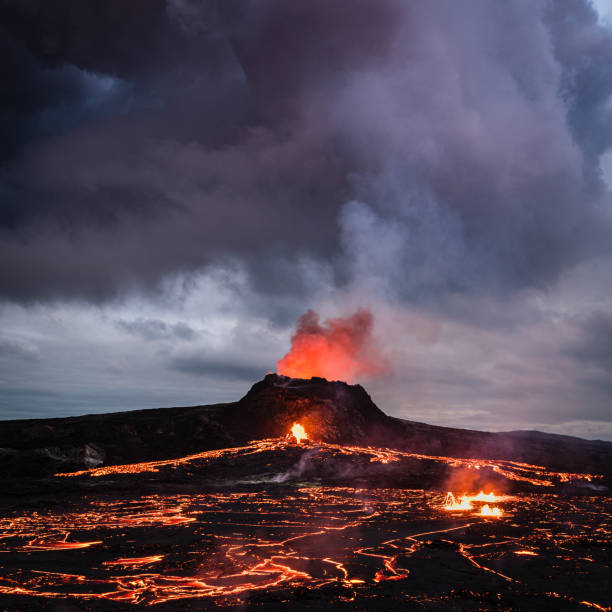 Fagradalsfjall volcano in Iceland stock photo