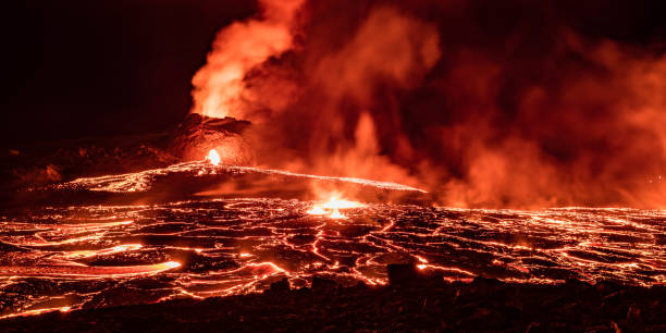 Fagradalsfjall volcano in Iceland stock photo