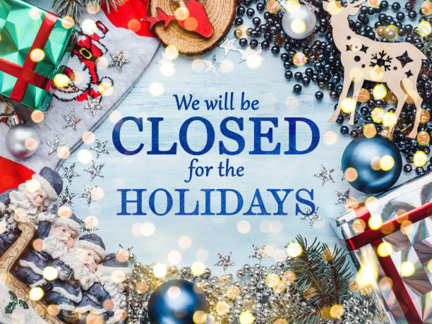 istock We'll be closed for the holidays. Signboard 1347746012