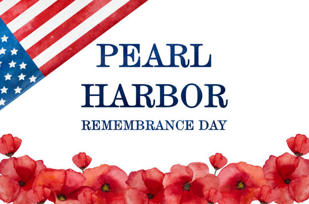 день памяти перл-харбора. приветственная на дпись. национальный праздник - pearl harbor stock illustrations