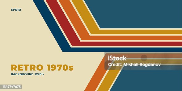 istock Retro minimal background with colourful stripes. Vector illustration. 1347747675