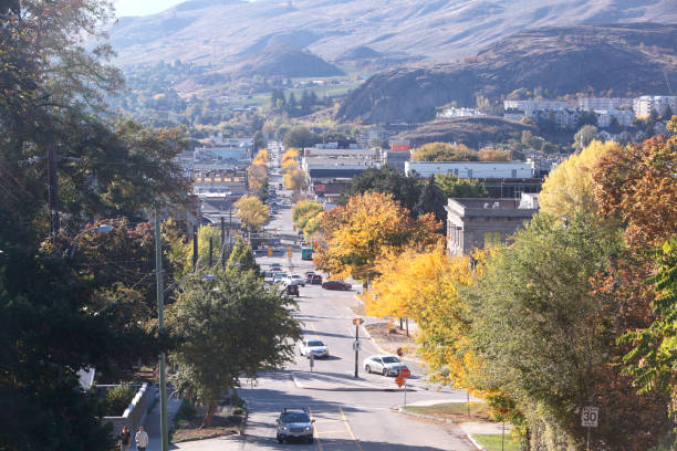 High Angle View Looking Down 30th Avenue To Downtown Vernon BC