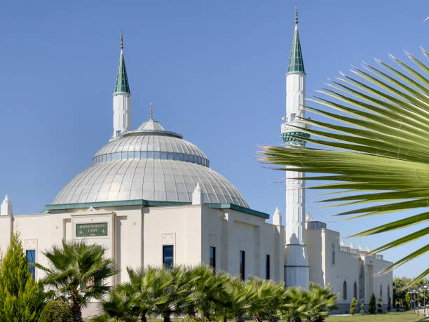 istock new mosque with 2 towers and the sky is blue 1347752528