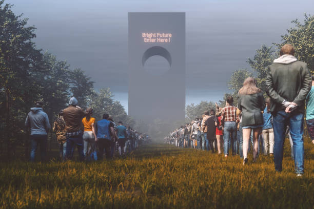 istock Surreal image of people waiting in line 1347754077
