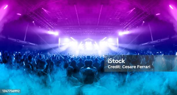 Crowded Concert Venue Stock Photo - Download Image Now - Nightclub, Crowd of People, Party - Social Event