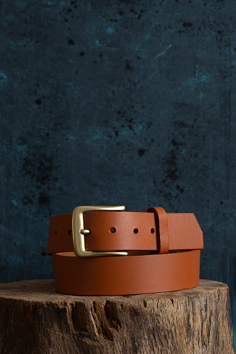 handmade leather belt and brass buckle