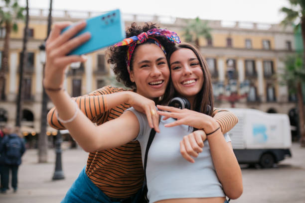 istock Happy diverse lesbian couple on a vacation together 1347758617
