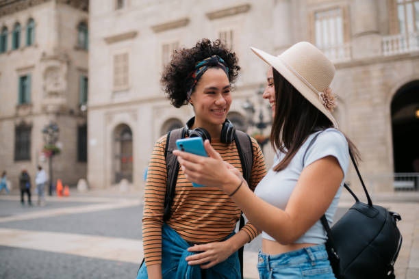 istock Happy diverse lesbian couple on a vacation together 1347758715
